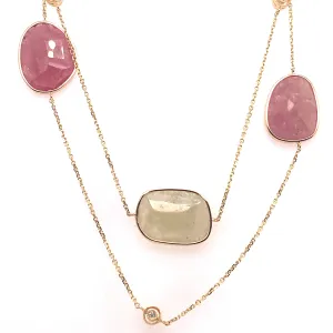 Sapphire and Diamond Slab Necklace