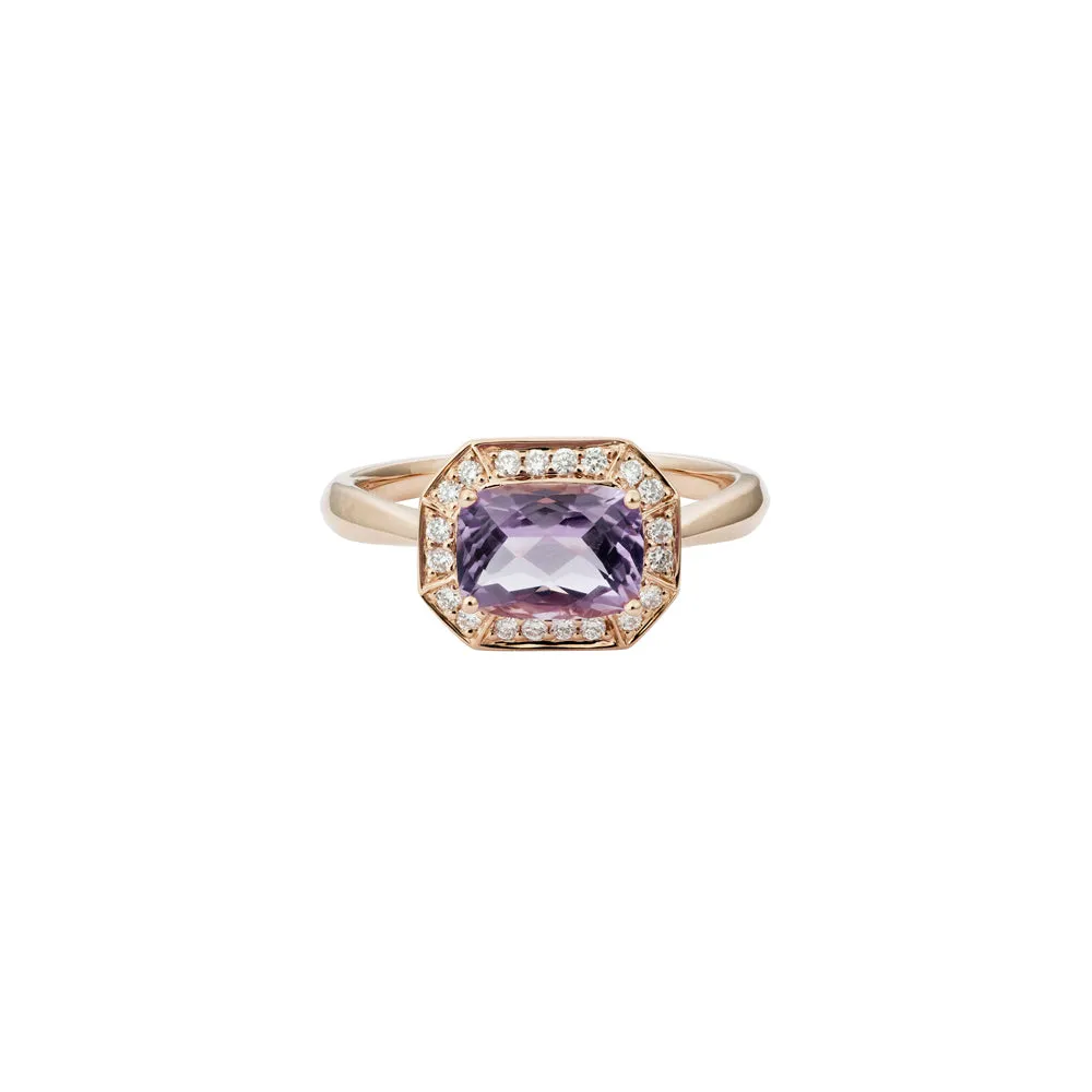 Semi-Precious Gemstone and Diamond Halo Ring