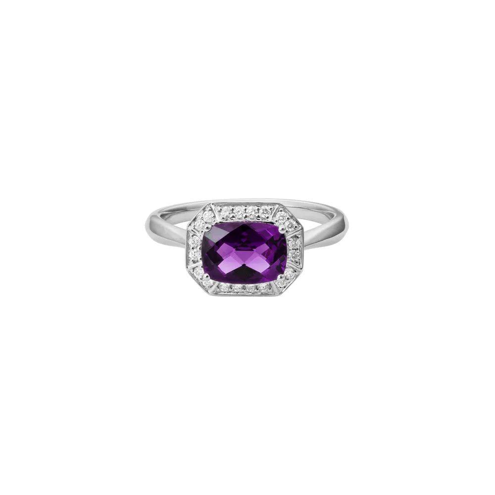 Semi-Precious Gemstone and Diamond Halo Ring