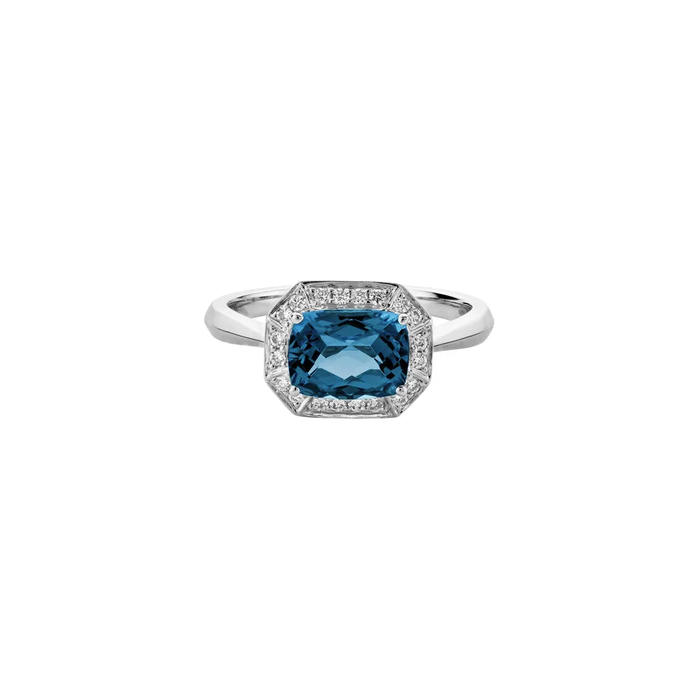 Semi-Precious Gemstone and Diamond Halo Ring