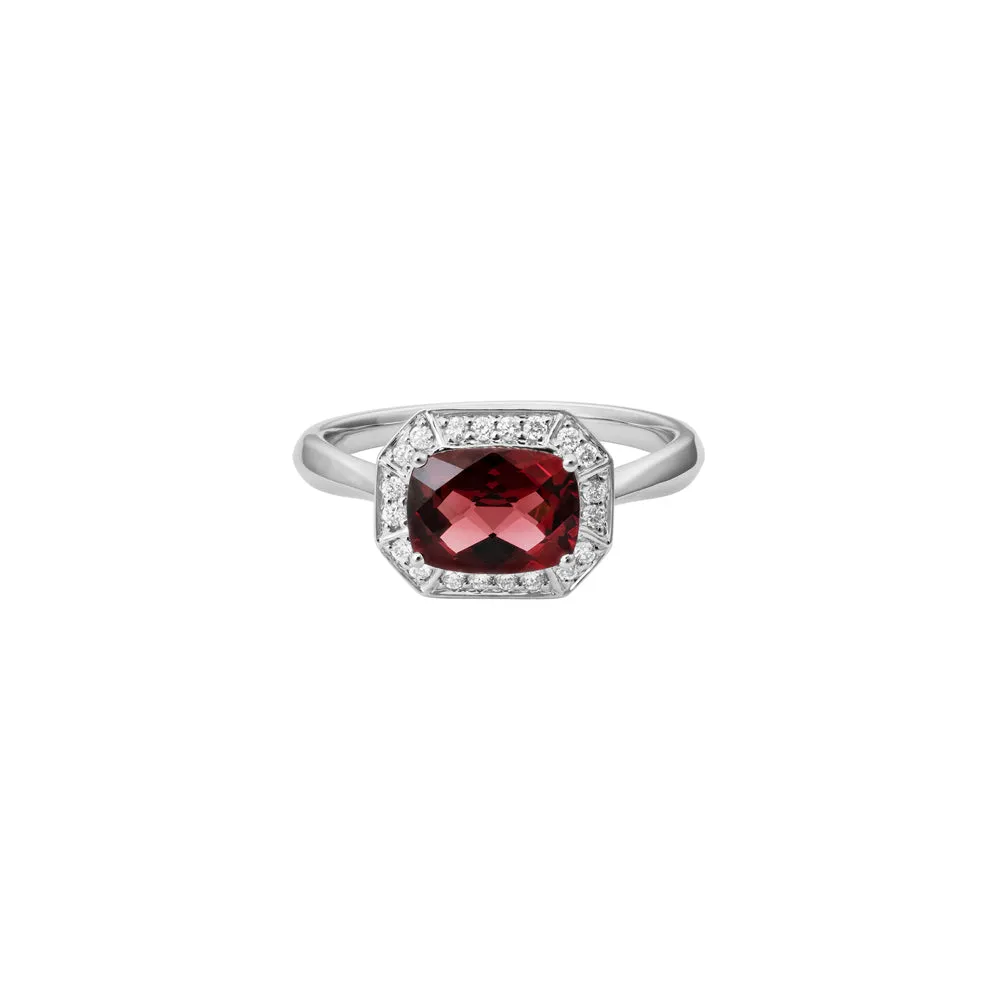 Semi-Precious Gemstone and Diamond Halo Ring