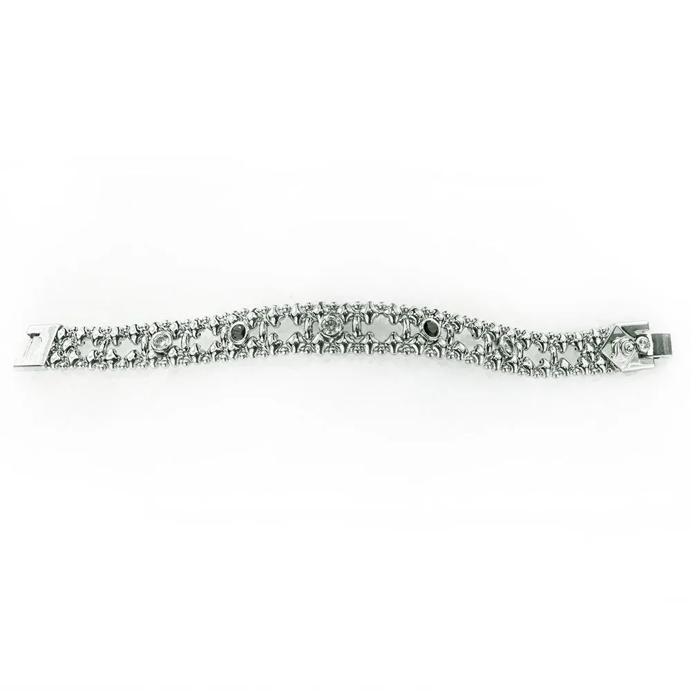 SG Liquid Metal ICB12-N Chrome Finish Bracelet with Black and Clear Zircons by Sergio Gutierrez