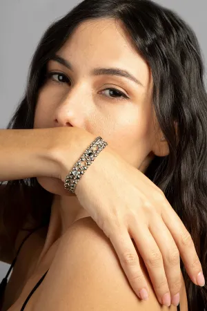 SG Liquid Metal ICB12-N Chrome Finish Bracelet with Black and Clear Zircons by Sergio Gutierrez