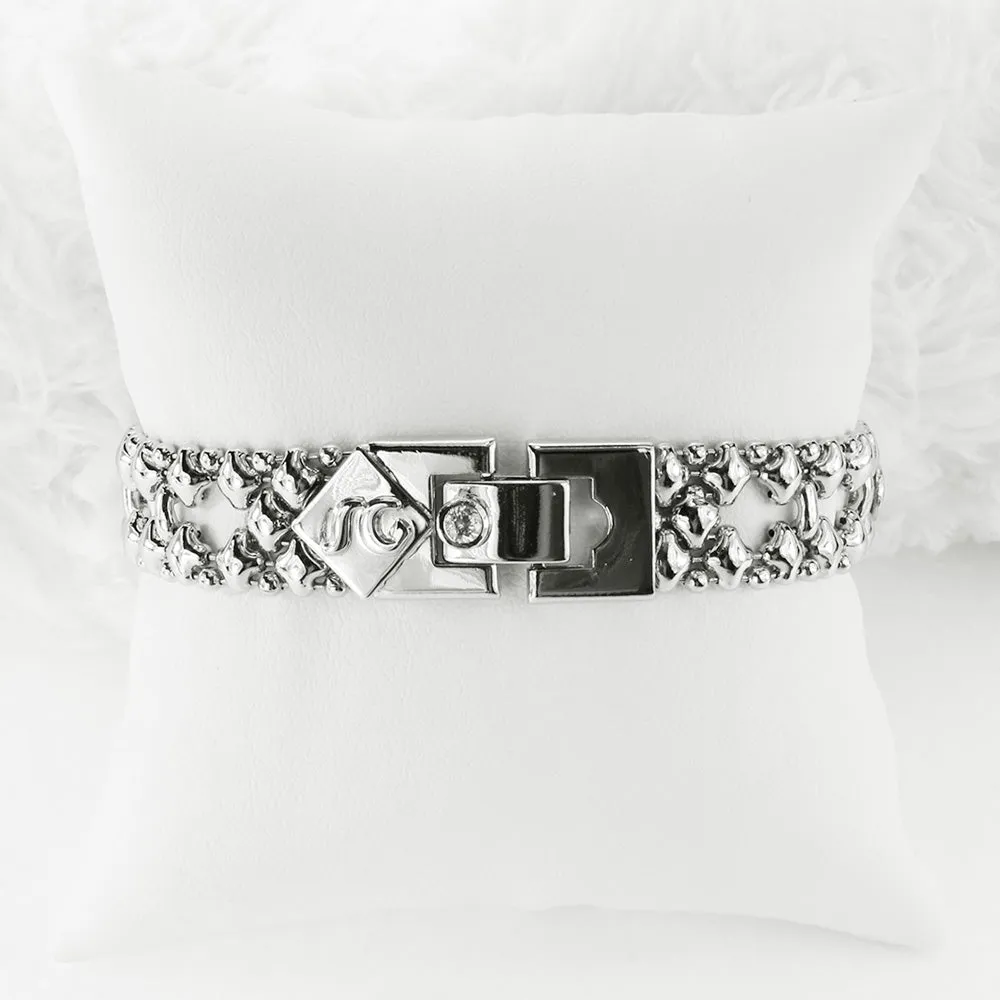 SG Liquid Metal ICB12-N Chrome Finish Bracelet with Black and Clear Zircons by Sergio Gutierrez