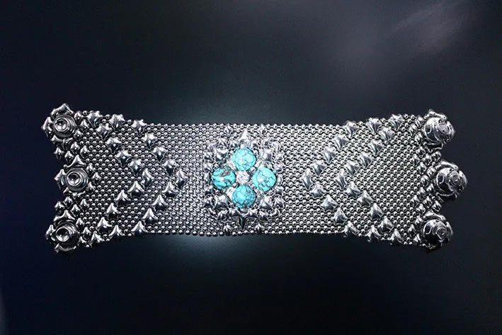 SG Liquid Metal PRB1-N TUQ ?C Chrome Finish and Turquoise Bracelet by Sergio Gutierrez
