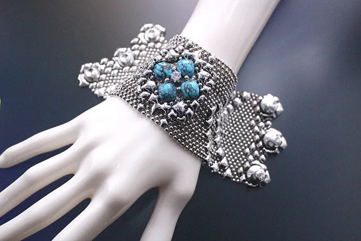 SG Liquid Metal PRB1-N TUQ ?C Chrome Finish and Turquoise Bracelet by Sergio Gutierrez