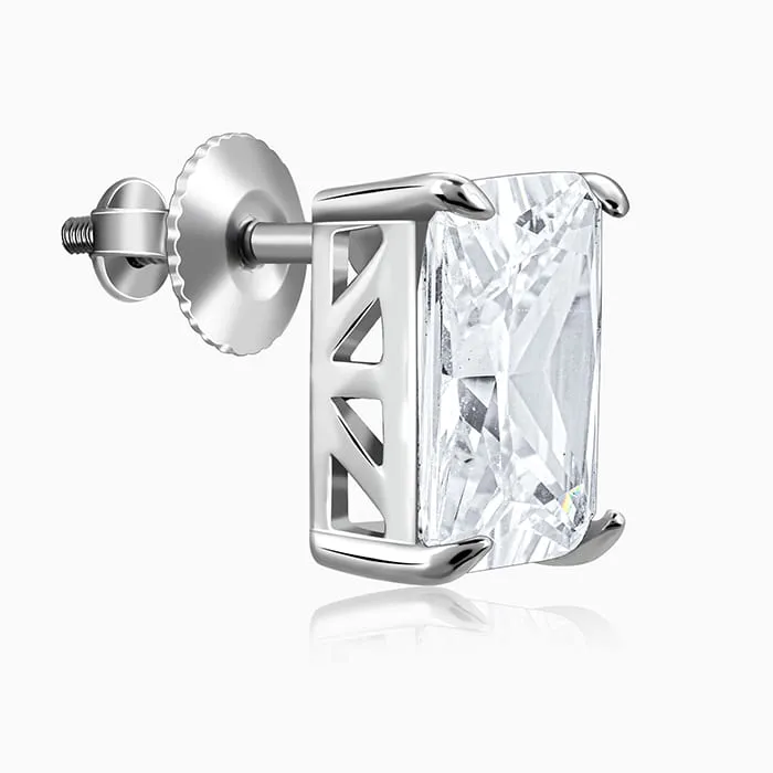 Silver Baguette Zircon Studs