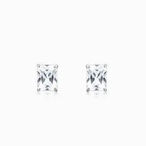Silver Baguette Zircon Studs