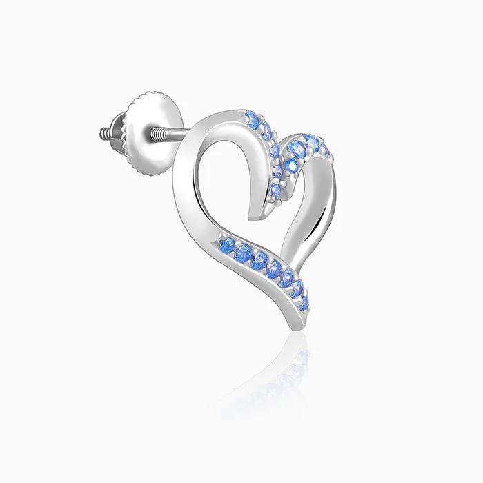 Silver Dewy Heart Studs
