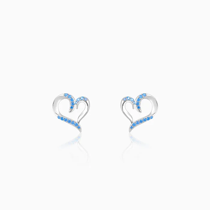 Silver Dewy Heart Studs