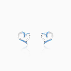 Silver Dewy Heart Studs