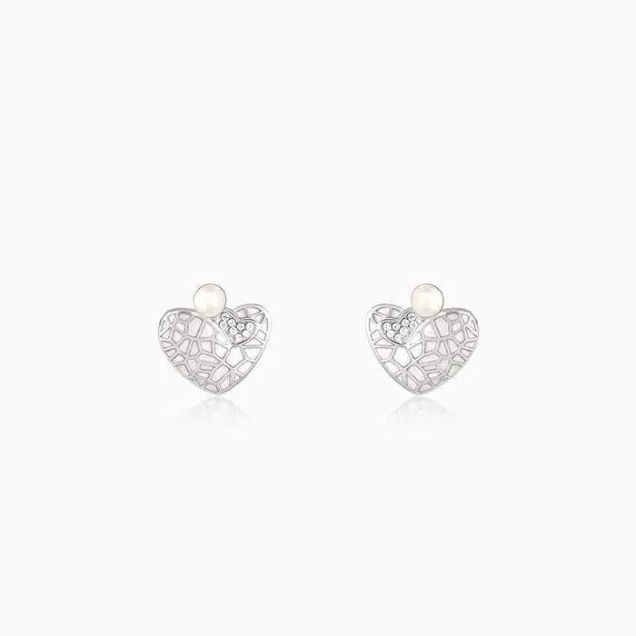Silver Ethereal Heart Earrings