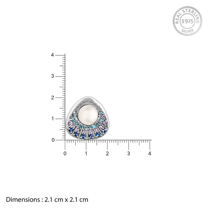 Silver Pearl in a Shell Stud Earrings