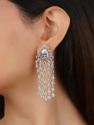 Silver Plated Faux Diamond Earrings - CZEAR576