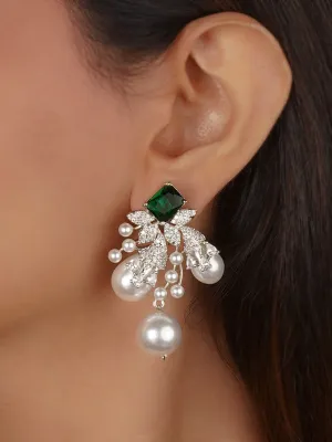 Silver Plated Faux Diamond Earrings - CZEAR589