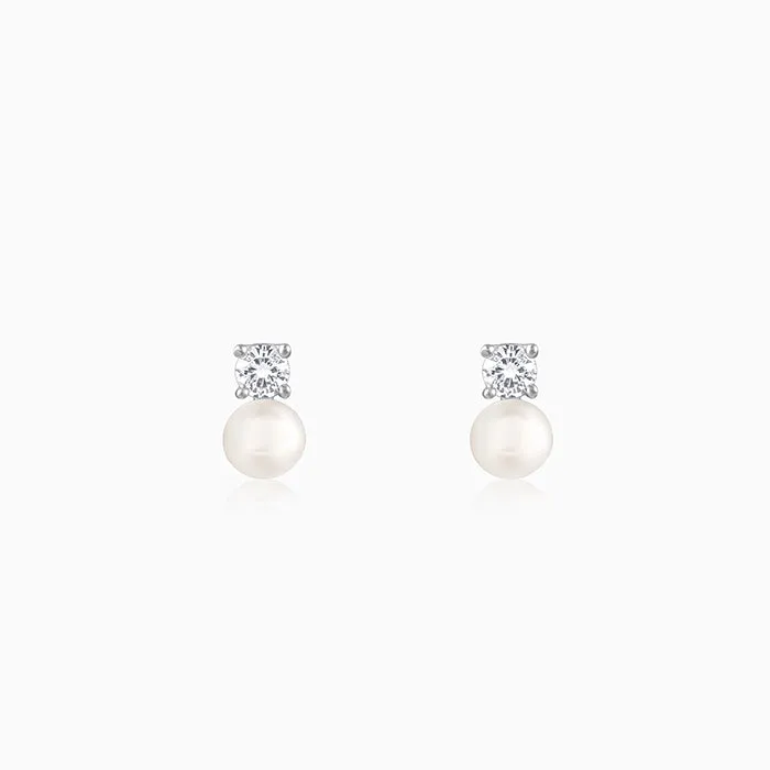 Silver Precious Pearl Earrings