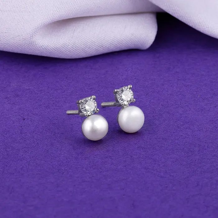 Silver Precious Pearl Earrings