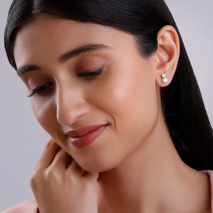 Silver Precious Pearl Earrings