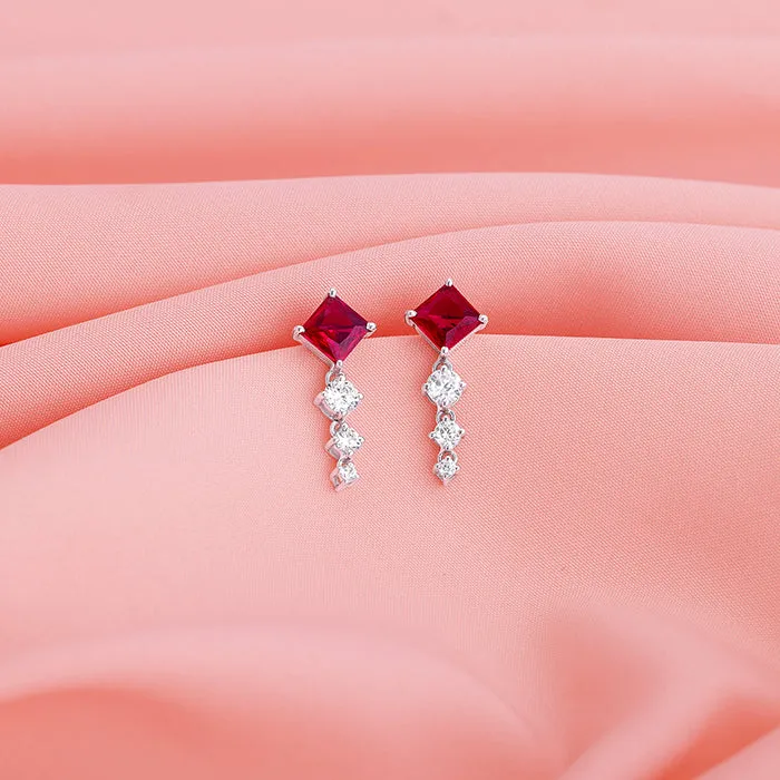 Silver Quad Heart Earrings