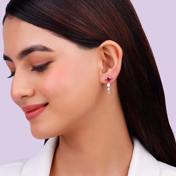 Silver Quad Heart Earrings