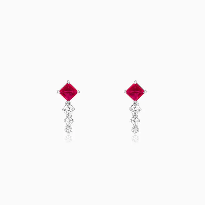 Silver Quad Heart Earrings