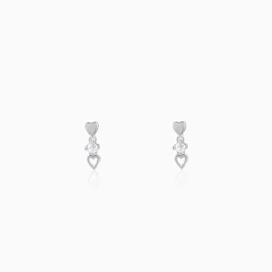 Silver Silly Heart Earrings