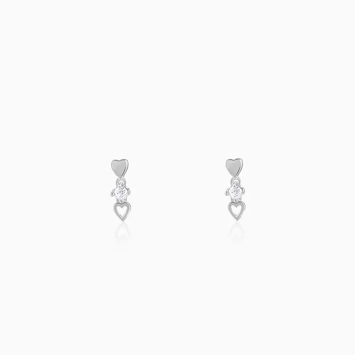 Silver Silly Heart Earrings
