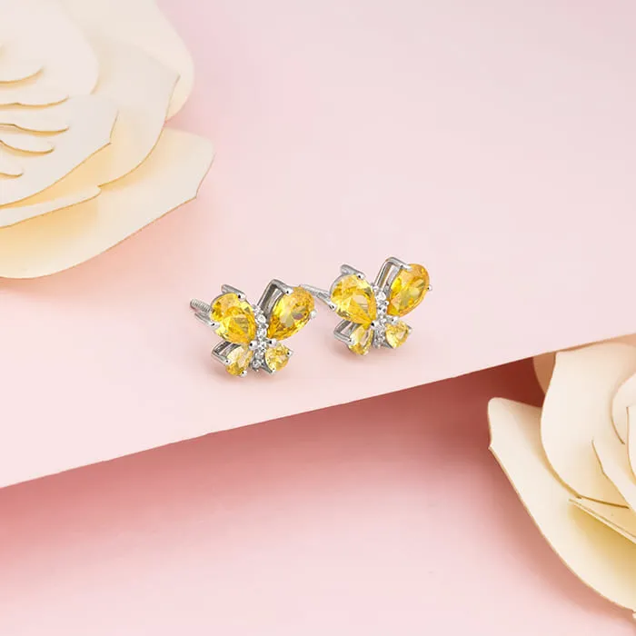 Silver Winged Bling Earrings
