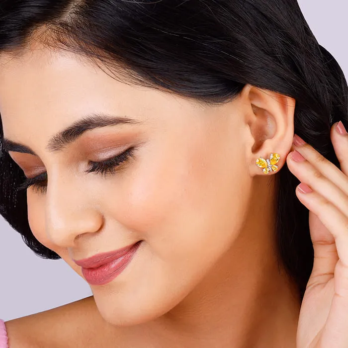 Silver Winged Bling Earrings