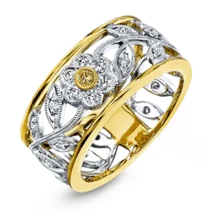 Simon G. 18k Two-Tone Trellis Ring with Diamonds