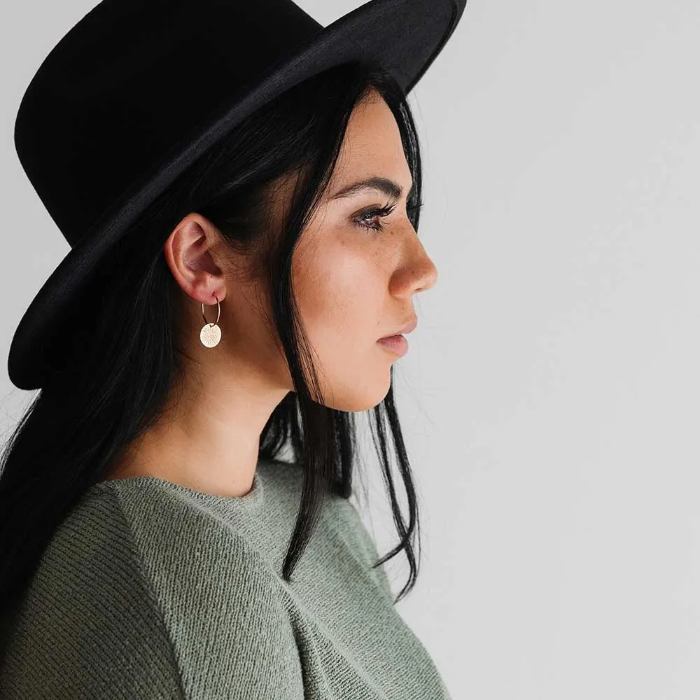 Small Textured Disc Hoops - Sterling silver or 14k gold-fill