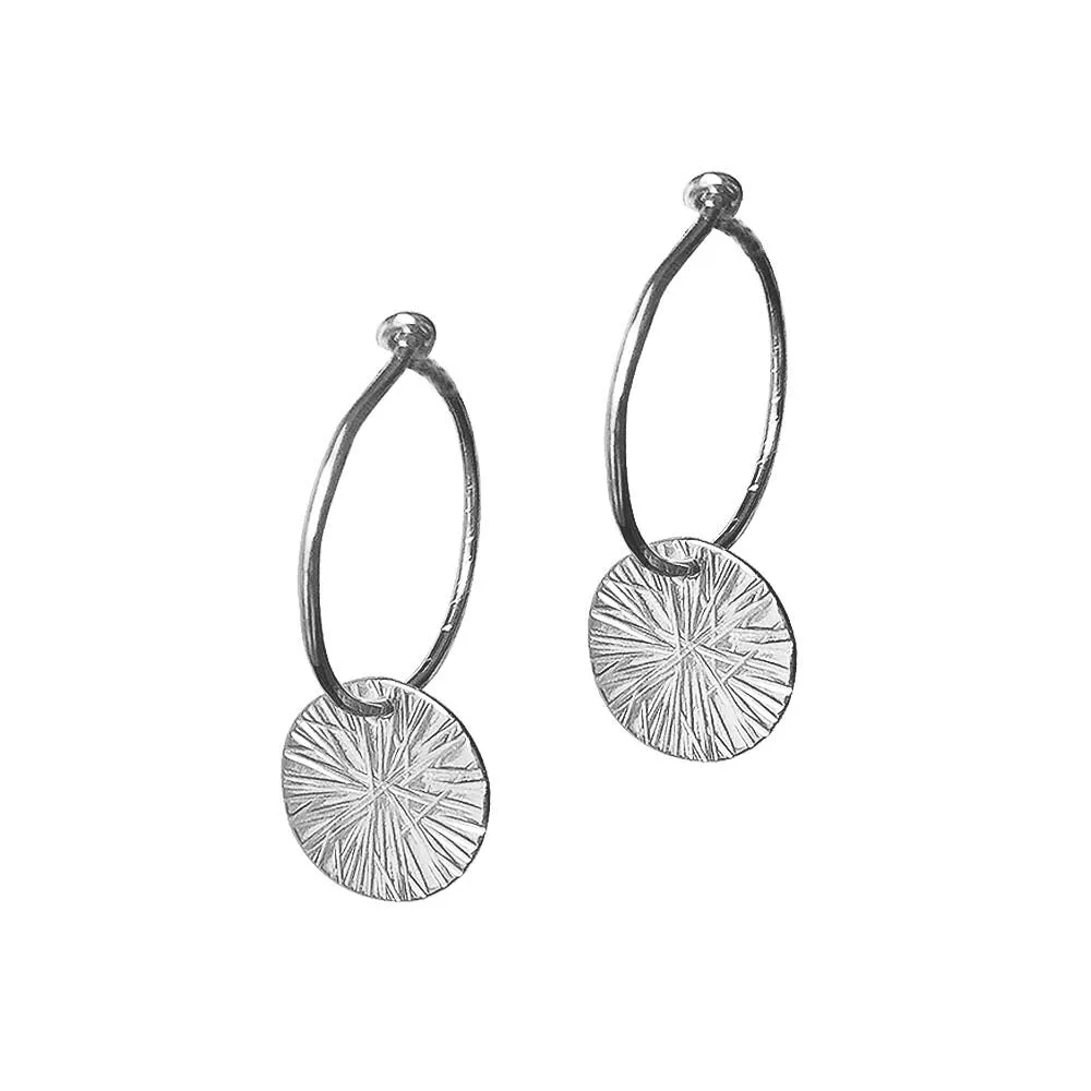 Small Textured Disc Hoops - Sterling silver or 14k gold-fill