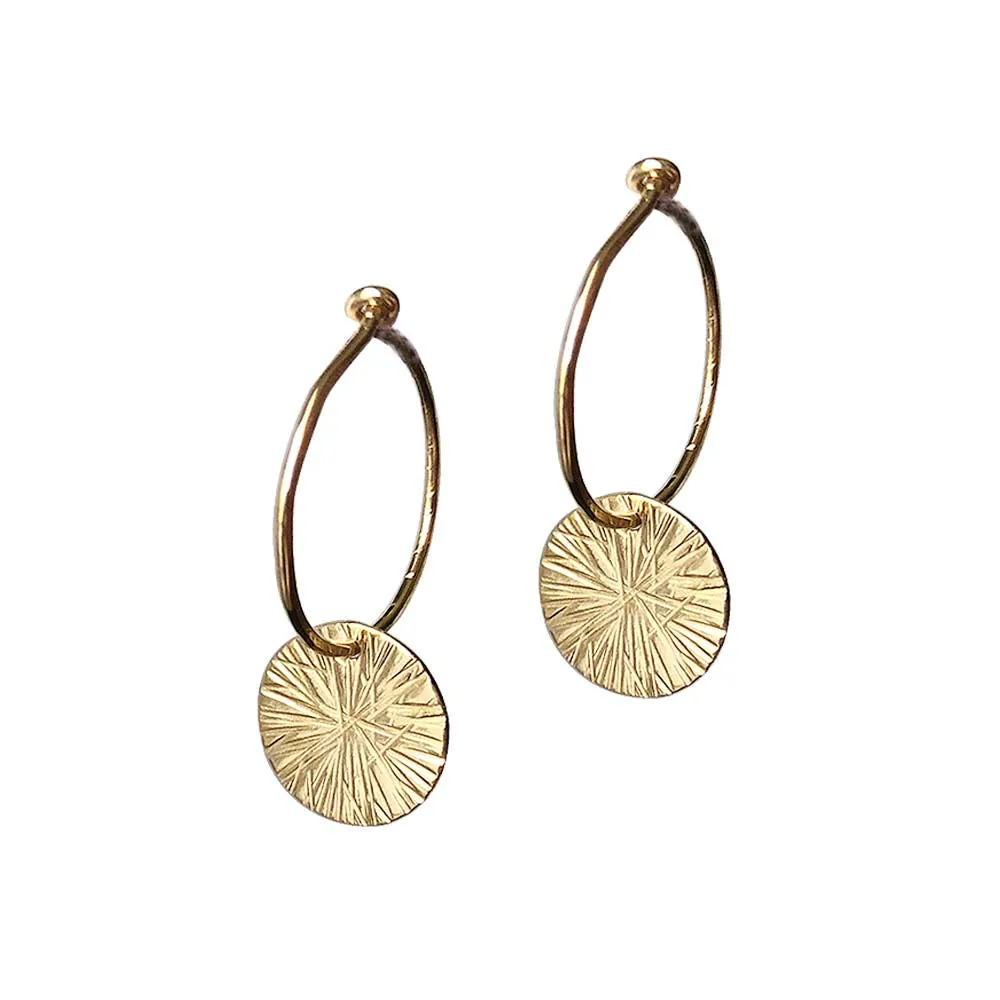 Small Textured Disc Hoops - Sterling silver or 14k gold-fill