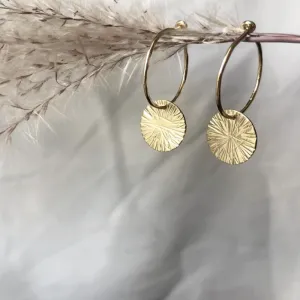 Small Textured Disc Hoops - Sterling silver or 14k gold-fill
