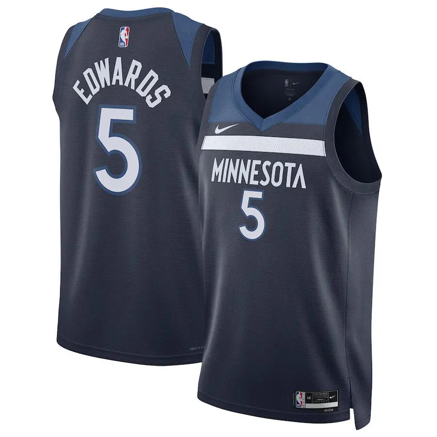 soccer fan cushions Regata NBA Minnesota Timberwolves Nike Icon Edition Swingman Jersey Anthony Edwards 5 Azul soccer fan gifts