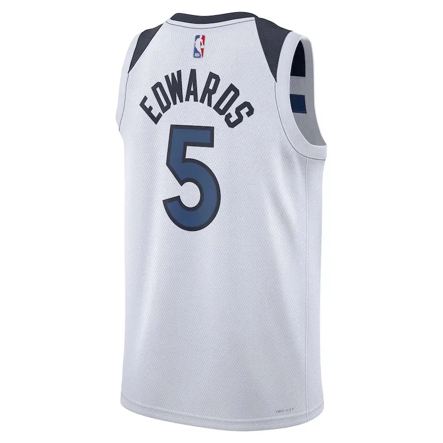 soccer fan jerseys Regata NBA Minnesota Timberwolves Nike Association Edition Swingman Jersey Anthony Edwards 5 Branca