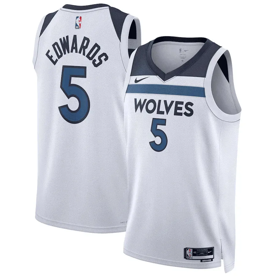 soccer fan jerseys Regata NBA Minnesota Timberwolves Nike Association Edition Swingman Jersey Anthony Edwards 5 Branca soccer fan gifts