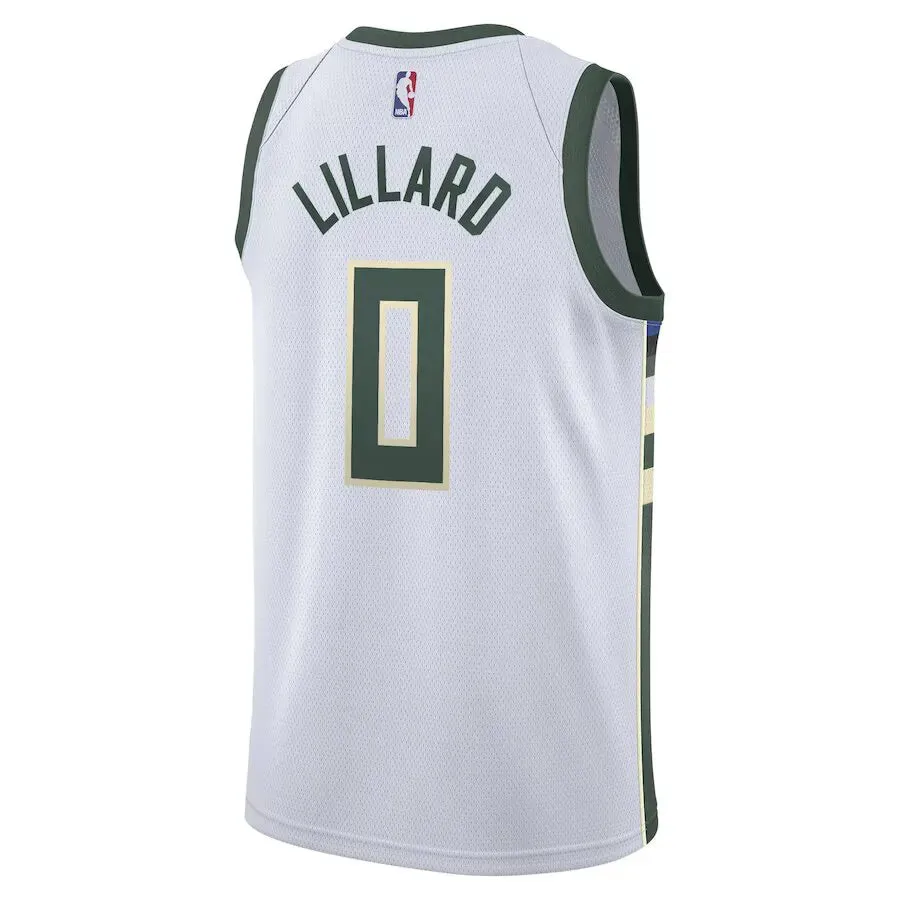 soccer fan wristbands Regata NBA Milwaukee Bucks Nike Association Edition Swingman Jersey Branca Damian Lillard 0