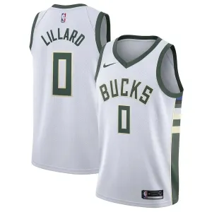 soccer fan wristbands Regata NBA Milwaukee Bucks Nike Association Edition Swingman Jersey Branca Damian Lillard 0 football fans merchandise