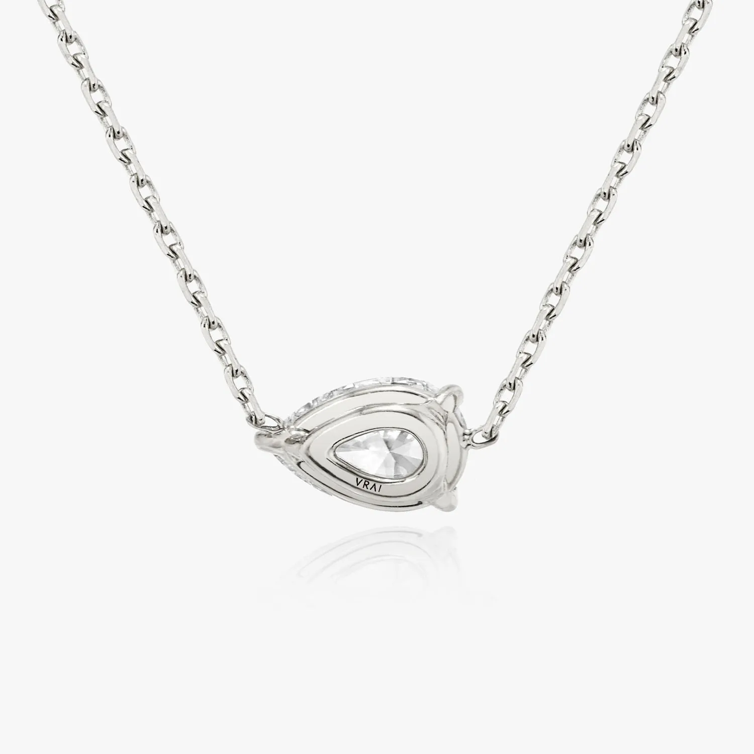 Solitaire Pear 14K Whitegold Necklace w. Lab-Grown Diamond
