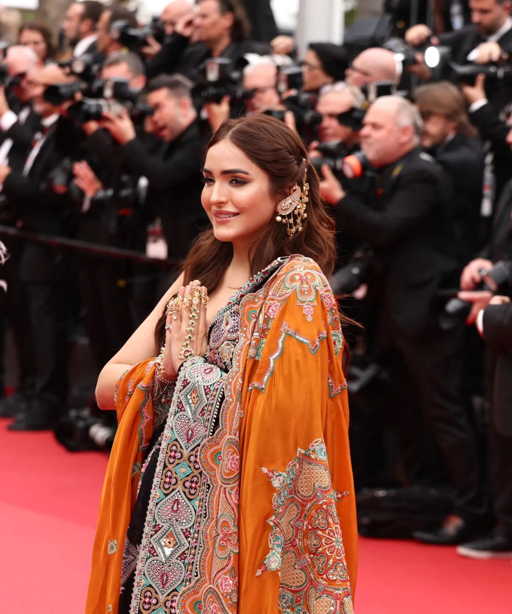Sonam Chhabra in White Paisley Gold Plated Jadau Kundan Cannes Earrings - ME1139