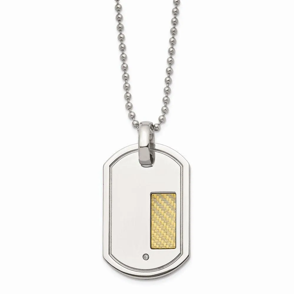 Stainless Steel 18k Gold Plating with .01ct. Diamond 24in Necklace