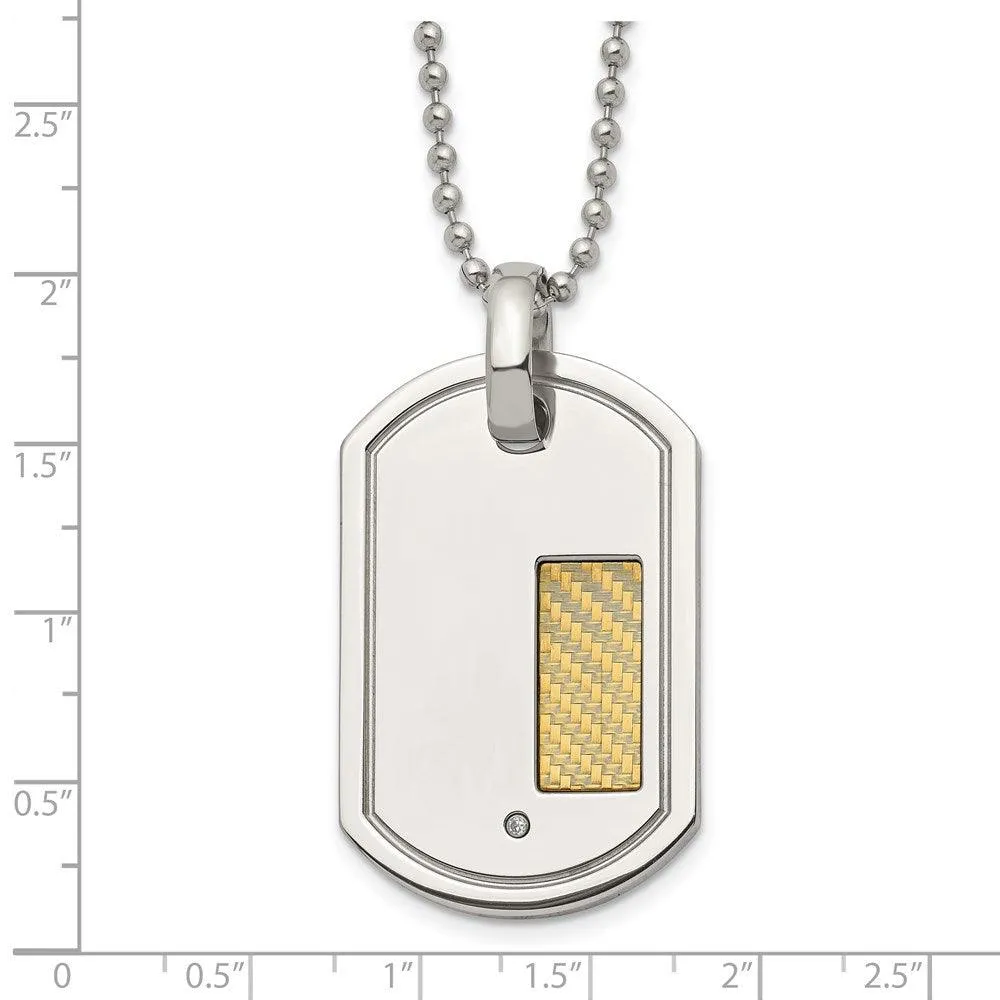 Stainless Steel 18k Gold Plating with .01ct. Diamond 24in Necklace