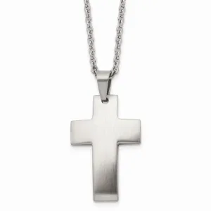 Stainless Steel Brushed Cross Necklace