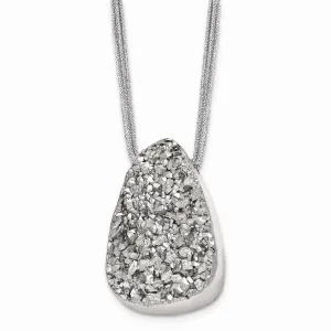 Stainless Steel Druzy Agate Polyester Cord Necklace