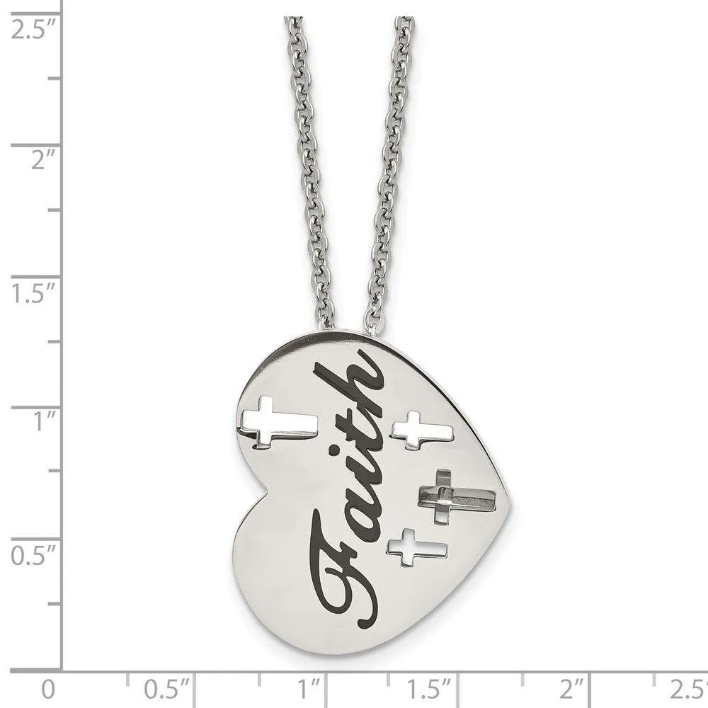 Stainless Steel Enameled Polished Heart Necklace