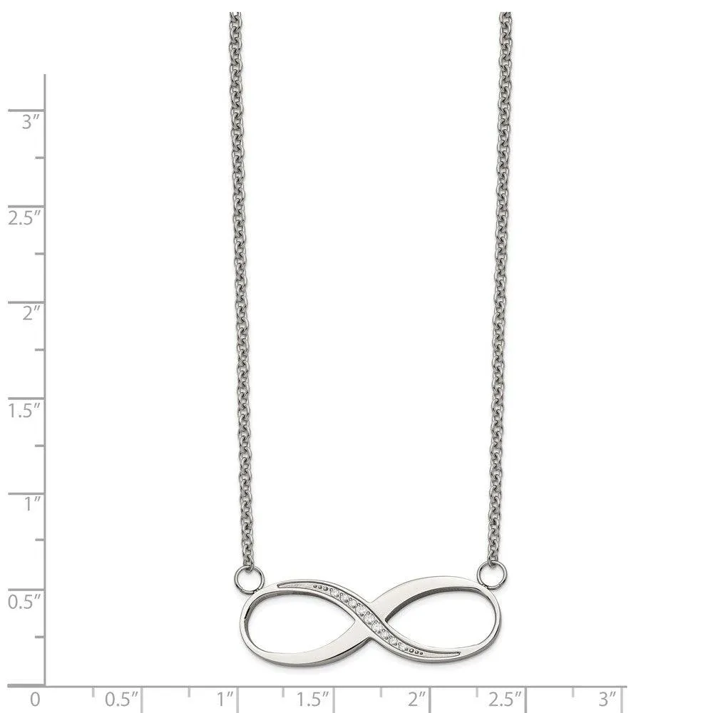 Stainless Steel Infinity Polished CZ Necklace
