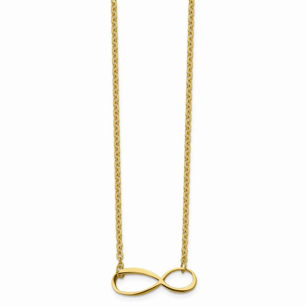Stainless Steel Infinity Yellow IP-plated Polished Necklace