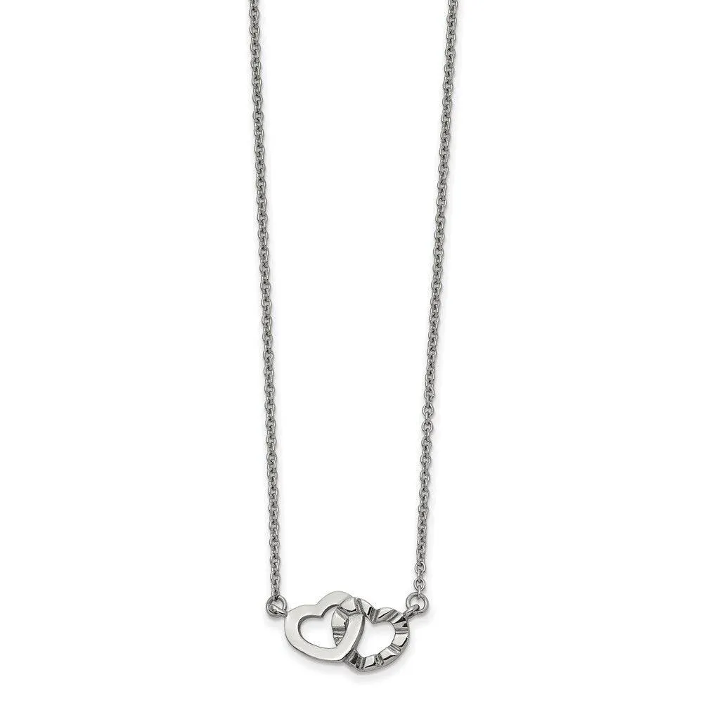 Stainless Steel Interlocking Hearts Necklace