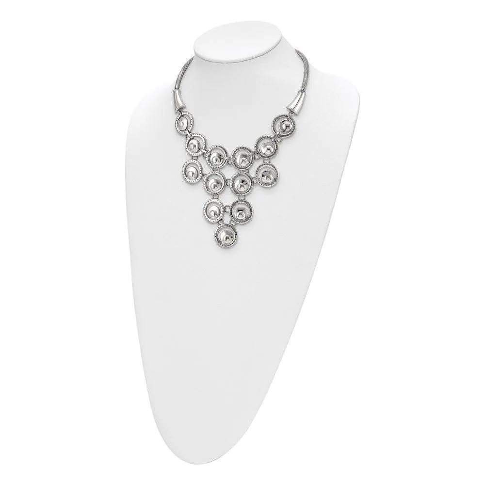 Stainless Steel Multi-circle Polished with 2in ext. Necklace